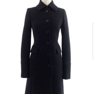 J Crew Wool Double Cloth Metro Coat 16 Black